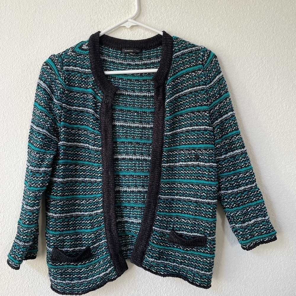 Mango green and black stitched suit jacket